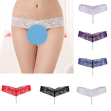 Maxbell Sexy Women Crotchless Panties Sheer Lace Thong Underwear Pearls Strings White