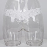 Maxbell Sexy Women Crotchless Panties Sheer Lace Thong Underwear Pearls Strings White