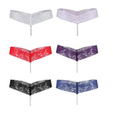 Maxbell Sexy Women Crotchless Panties Sheer Lace Thong Underwear Pearls Strings White