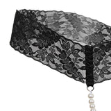 Maxbell Sexy Women Crotchless Panties Sheer Lace Thong Underwear Pearls Strings Black