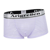 Maxbell Men's Breathable Mesh Stripe Low Waist Boxer Briefs Underwear Shorts L Purple