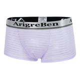 Maxbell Men's Breathable Mesh Stripe Low Waist Boxer Briefs Underwear Shorts L Purple