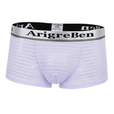 Maxbell Men's Breathable Mesh Stripe Low Waist Boxer Briefs Underwear Shorts L Purple