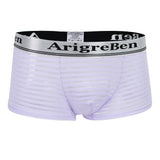 Maxbell Men's Breathable Mesh Stripe Low Waist Boxer Briefs Underwear Shorts L Purple