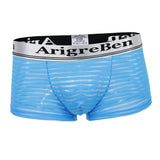 Maxbell Men's Breathable Mesh Stripe Low Waist Boxer Briefs Underwear Shorts M Blue