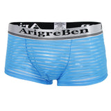 Maxbell Men's Breathable Mesh Stripe Low Waist Boxer Briefs Underwear Shorts M Blue