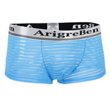Maxbell Men's Breathable Mesh Stripe Low Waist Boxer Briefs Underwear Shorts M Blue