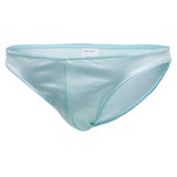 Maxbell Sexy Men's Shiny Imitation Leather Pouch Mini Briefs Underwear L Sky blue