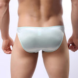 Maxbell Sexy Men's Shiny Imitation Leather Pouch Mini Briefs Underwear L Sky blue