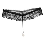 Maxbell Womens Sheer Lace Pearl Mini G-string Briefs Panties Underwear T-back Black