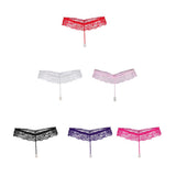 Maxbell Womens Sheer Lace Pearl Mini G-string Briefs Panties Underwear T-back Black