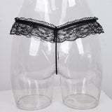 Maxbell Womens Sheer Lace Pearl Mini G-string Briefs Panties Underwear T-back Black