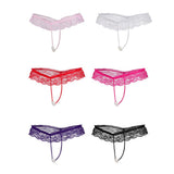 Maxbell Womens Sheer Lace Pearl Mini G-string Briefs Panties Underwear T-back Black