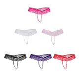 Maxbell Womens Sheer Lace Pearl Mini G-string Briefs Panties Underwear T-back Black