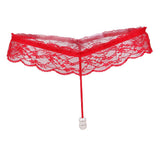 Maxbell Womens Sheer Lace Pearl Mini G-string Briefs Panties Underwear T-back Red