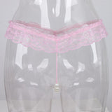 Womens Sheer Lace Pearl Mini G-string Briefs Panties Underwear T-back Pink