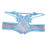 Women's Flower Underpants T-Back Underwear Ladies Lingerie Bikini Panties Blue