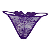 Women's Lace Thongs T-back Briefs Underwear Bandage G-string Panties Purple