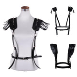 Maxbell Lady Leather Pin Buckle Tassel Suspender Waist Belt Waspie Corset Cinch 01