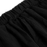 Maxbell Women Loose Solid Cotton Linen High Waist Harem Pants with Pockets S Black