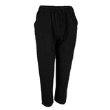 Maxbell Women Loose Solid Cotton Linen High Waist Harem Pants with Pockets S Black