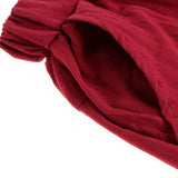 Maxbell Women Loose Solid Cotton Linen High Waist Harem Pants with Pockets S Red