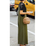 Maxbell Women's Loose Linen Suspender Trousers Wide Leg Overalls Jumpsuit Romper 2XL Green