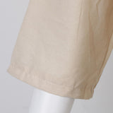 Maxbell Women's Solid 3/4 Short Sleeve Cotton Linen Blouses Top T-Shirt 3XL Apricot