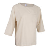Maxbell Women's Solid 3/4 Short Sleeve Cotton Linen Blouses Top T-Shirt 3XL Apricot