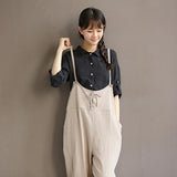 Maxbell Women's Strappy Rompers Overalls Casual Wide Leg Pants Jumpsuits XL Beige