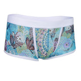 Maxbell Men's Floral Print Sheer Lace Boxers Underwear Underpants XXL Lake blue