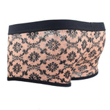Maxbell Men's Floral Print Sheer Lace Boxers Underwear Underpants L Orange