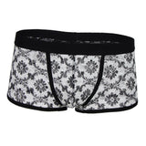 Maxbell Men's Floral Print Sheer Lace Boxers Underwear Underpants L Black