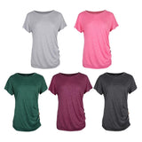 Women Casual Button T-Shirts Summer Short Sleeve Loose Blouse Tops S Pink