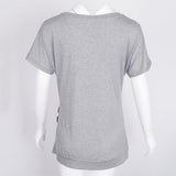 Maxbell Women Casual Button T-Shirts Summer Short Sleeve Loose Blouse Tops S Gray