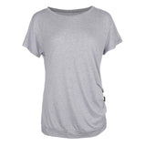 Maxbell Women Casual Button T-Shirts Summer Short Sleeve Loose Blouse Tops S Gray