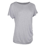 Maxbell Women Casual Button T-Shirts Summer Short Sleeve Loose Blouse Tops S Gray