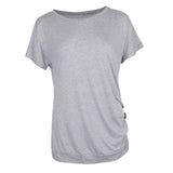 Maxbell Women Casual Button T-Shirts Summer Short Sleeve Loose Blouse Tops S Gray