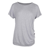 Maxbell Women Casual Button T-Shirts Summer Short Sleeve Loose Blouse Tops S Gray