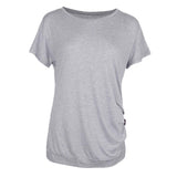 Maxbell Women Casual Button T-Shirts Summer Short Sleeve Loose Blouse Tops XXL Gray