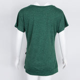 Maxbell Women Casual Button T-Shirts Summer Short Sleeve Loose Blouse Tops S Green