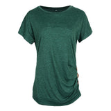 Maxbell Women Casual Button T-Shirts Summer Short Sleeve Loose Blouse Tops S Green