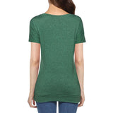 Maxbell Women Casual Button T-Shirts Summer Short Sleeve Loose Blouse Tops S Green