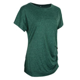 Maxbell Women Casual Button T-Shirts Summer Short Sleeve Loose Blouse Tops S Green