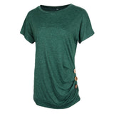 Maxbell Women Casual Button T-Shirts Summer Short Sleeve Loose Blouse Tops S Green