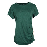 Maxbell Women Casual Button T-Shirts Summer Short Sleeve Loose Blouse Tops S Green