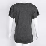 Maxbell Women Casual Button T-Shirts Summer Short Sleeve Loose Blouse Tops L Black