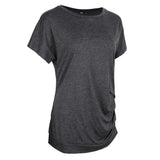 Maxbell Women Casual Button T-Shirts Summer Short Sleeve Loose Blouse Tops L Black