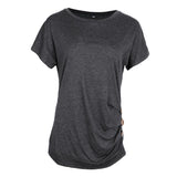 Maxbell Women Casual Button T-Shirts Summer Short Sleeve Loose Blouse Tops L Black