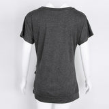Women Casual Button T-Shirts Summer Short Sleeve Loose Blouse Tops XXL Black